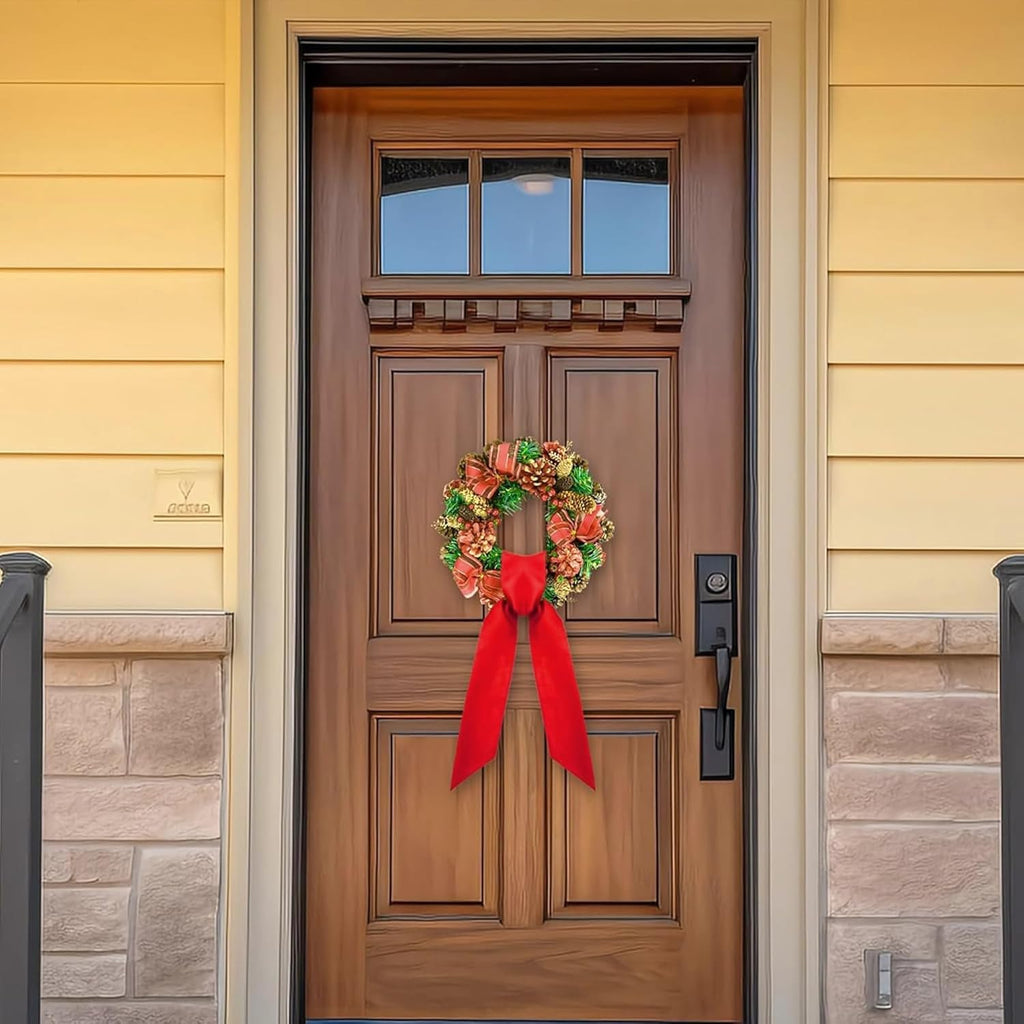 RunNico Front Door Wreath Blank Sash - Red 3.3" W x 52.8" L for Christmas & Halloween Decor