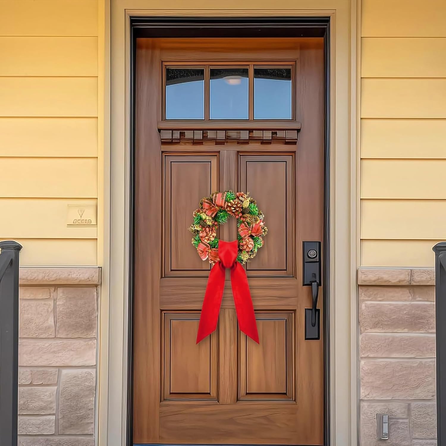 RunNico Front Door Wreath Blank Sash - Red 3.3" W x 52.8" L for Christmas & Halloween Decor
