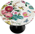 Skiennix Spring Flower Round Tablecloth - Retro Floral Hummingbird, Washable & Wipeable, Fits 45-50" Tables