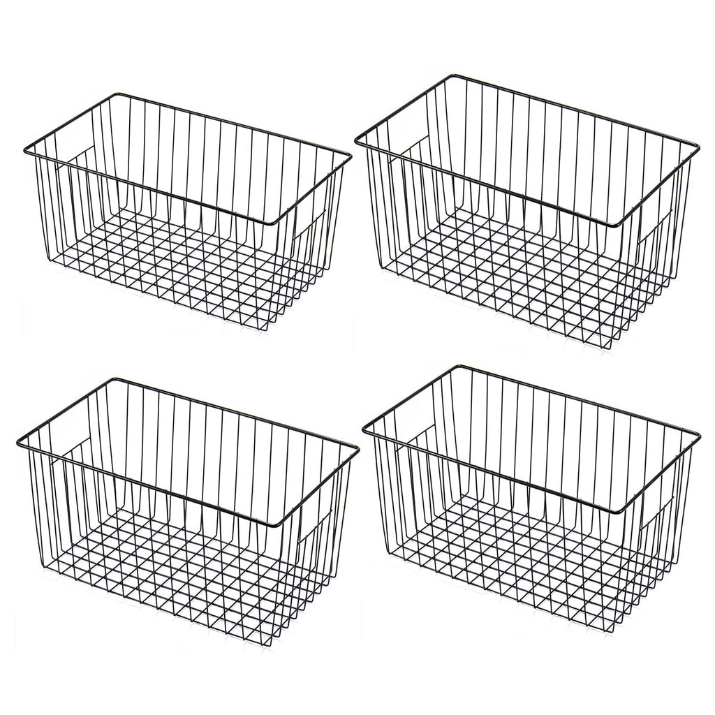 Nprohuge 4 Pack Freezer Organizer Bins - Stand up Freezer Organizers for 16 Cu.Ft Upright Freezer, Easily Get Food Improve Air Circulation, Wire Storage Baskets, Black
