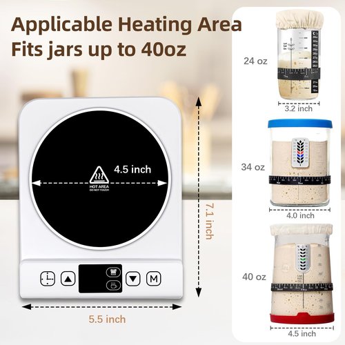 2 in 1 Sourdough Starter Warmer Mat - Upgrade Warming Heating Sour Dough Starter Pad 24H Timer 1°F Thermostat Control(70-100°F) & Coffee Heater(110-180°F), Fit Jar Up to 40oz, Perfect for Home Backing