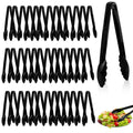 Boocalny 40Pcs Plastic Tongs for Serving Food, 9 Inch Thicken Plastic Serving Utensils Tongs, Heavy Duty Salad Tong, Disposable and Reusable Tong for Food Kitchen Buffets BBQ Events Catering, Medium