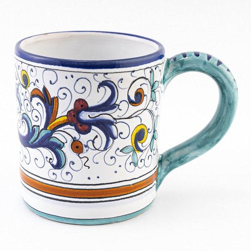 thatsArte.com Fima Italian Ceramic Mug Ricco Deruta Blu - Hand Made Pottery Coffee Mugs, Deruta Italian Pottery, Painted Mug, Italian Ceramic, Made in Italy, Painted Coffee Mug, Mugs Handmade