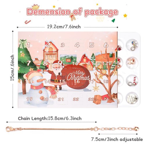 Advent Calendar 2025 Girls Bracelet Christmas Gift,24 Day Xmas Countdown Calendar Pink DIY Charm Bracelet Jewelry for Teen Girls