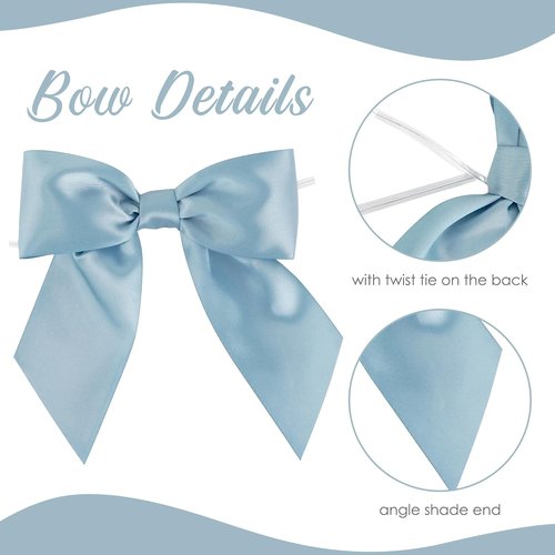 AIMUDI Satin Bows - Dusty Blue 5.5" Premade Ribbon Bows for Gift Wrapping & Decorations | 24 Pack