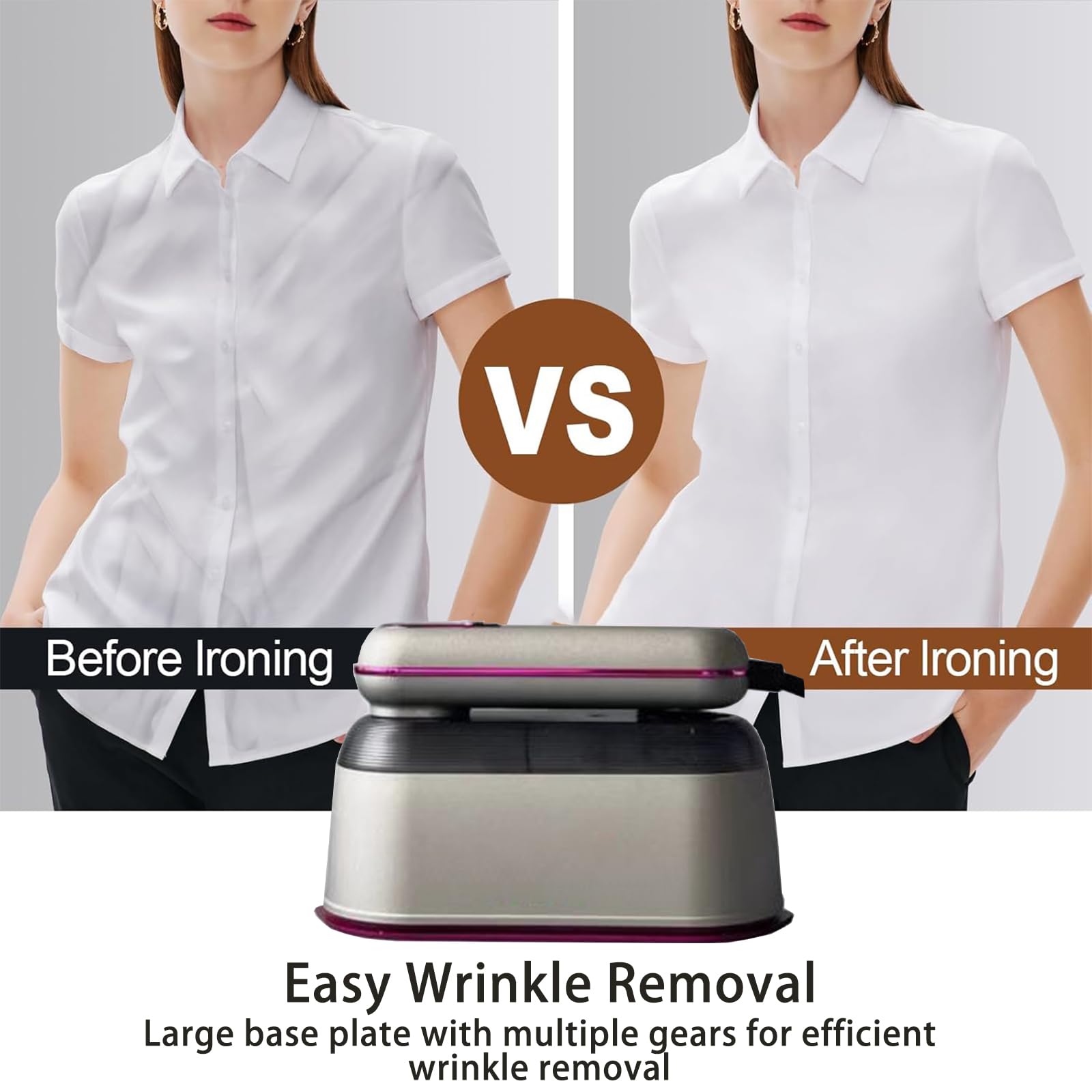 Travel Steamer Iron, 1200W Clothing Steamer with Digital Display Screen, 5+1 Intelligent Ironing Gear Multifunctional Hanging Iron Machine, 140ml, 30S Preheating, Suitable for Home, Trip&Dorm (Grey)