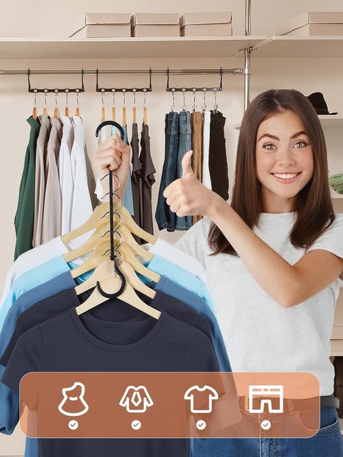 HOUSE DAY Black Magic Space Saving Hangers - 10 Pack Premium Smart Hooks for Heavy Clothes | Closet Organizer Essentials