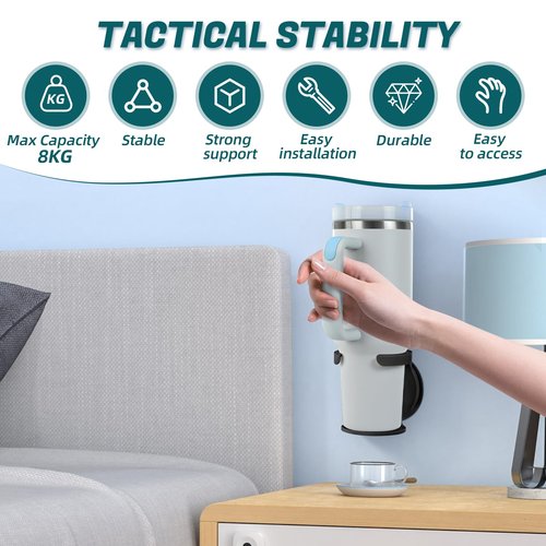 Water Bottle Holder Compatible with Stanley, Hydroflask, Sinple Midern, Stable and Durablee Wall Cup Holder, Space Saving Tumbler Organizer Storage for Drinks and Coffee (2, Black)