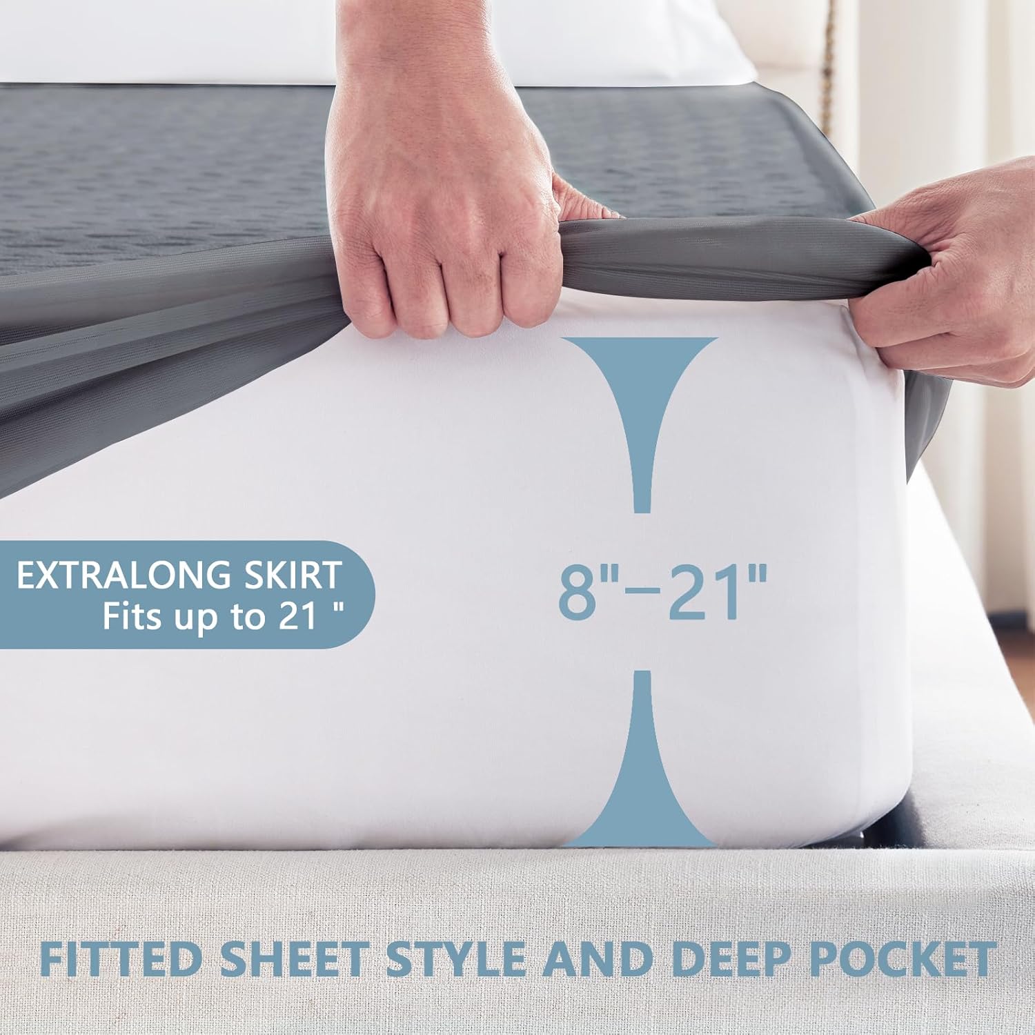 Premium Waterproof Mattress Protector - California King Size | Breathable Cooling Bed Cover in Gray