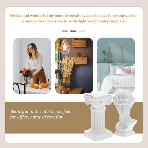 HOMSFOU Greek Statue of David Bust - Elegant Resin Sculpture with Roman Pillars | Perfect for Home Office Decor