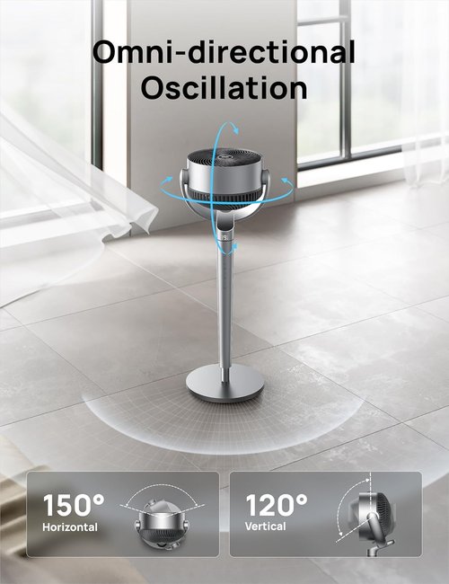 Dreo Smart Fan - 110ft Pedestal Fan with Quiet DC Motor, 150° Oscillation, 9 Speeds, 43" Height