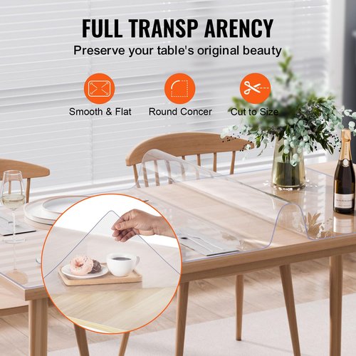 VEVOR Plastic Table Cover, 42 x 60 Inch 2.0 mm Thick Clear PVC Desk Mat Protector, Waterproof & Easy Cleaning Desk Pad Tablecloth, for Office, Dresser, Dining Room, Night Stand