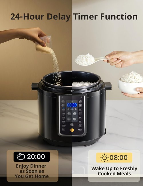 COMFEE’ 12-in-1 Electric Pressure Cooker, Instant Multi, Non-Stick Pot, Yogurt Maker, Rice Cooker, Slow, Sauté Steamer, Pressure Cooker 6 Quart Black