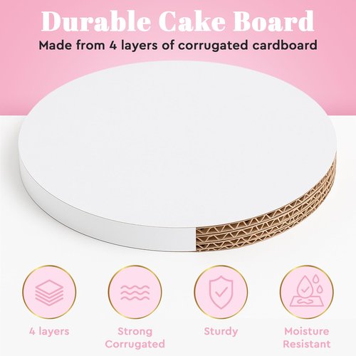 10 Inch Cake Drums - 12 Pack - Premium Round Cake Boards ½-Inch Thick, Greaseproof & Food-Grade Cake Base for Baking, Weddings, Birthdays, and Professional Cake Display