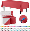 Party Solids Red Plastic Table Cover Roll - 54 Inch X 100 Feet with Convenient Slide Cutter