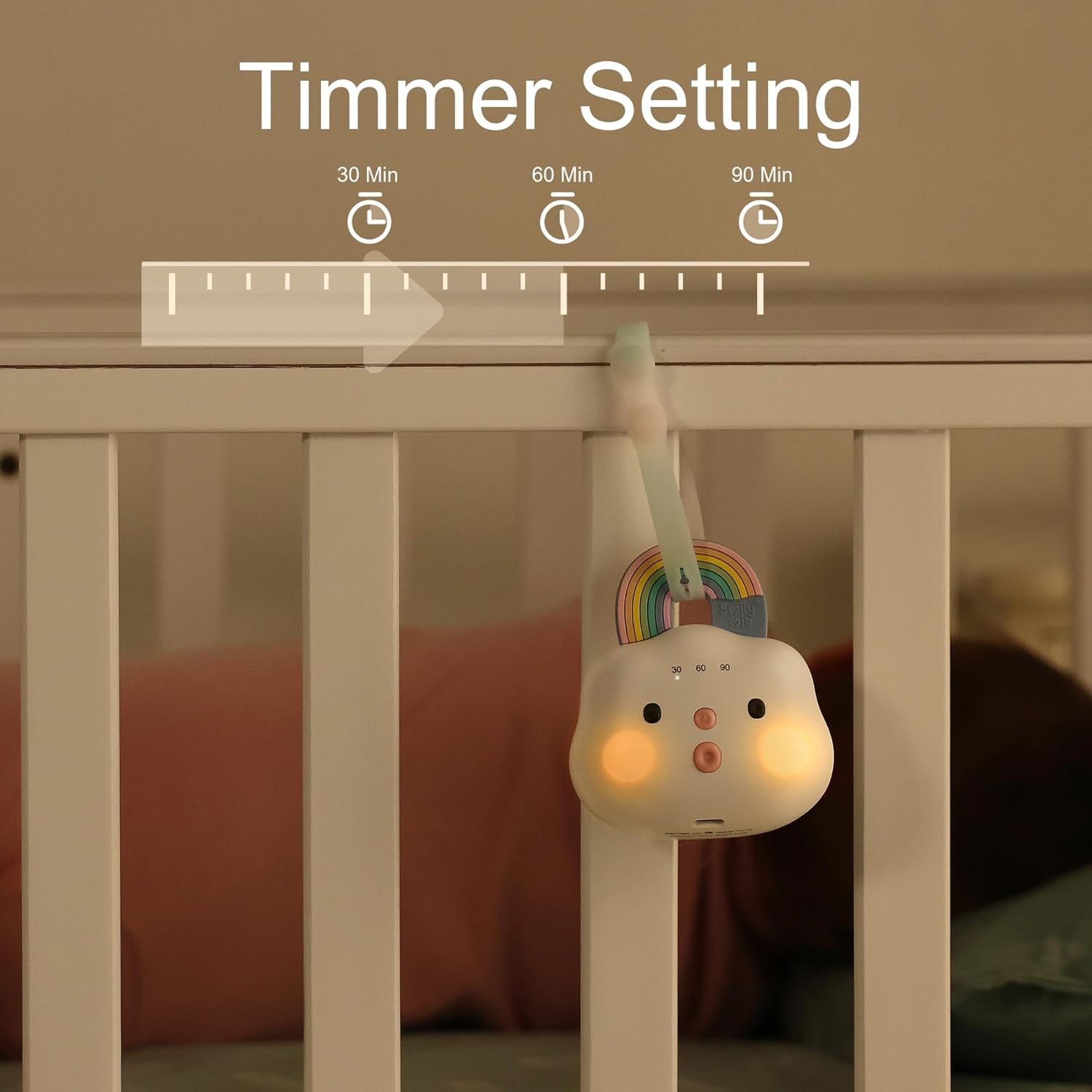 Skiennix Baby Sound Machine - Portable White Noise with 14 Soothing Sounds & Night Light | Rechargeable, 3 Timer Settings