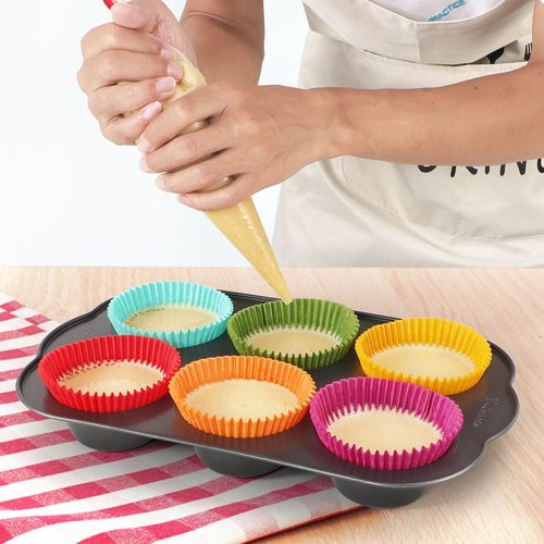 Caperci Jumbo Cupcake Liners - Extra Large 300-Count, Odorless & Food Grade Grease-Proof Paper