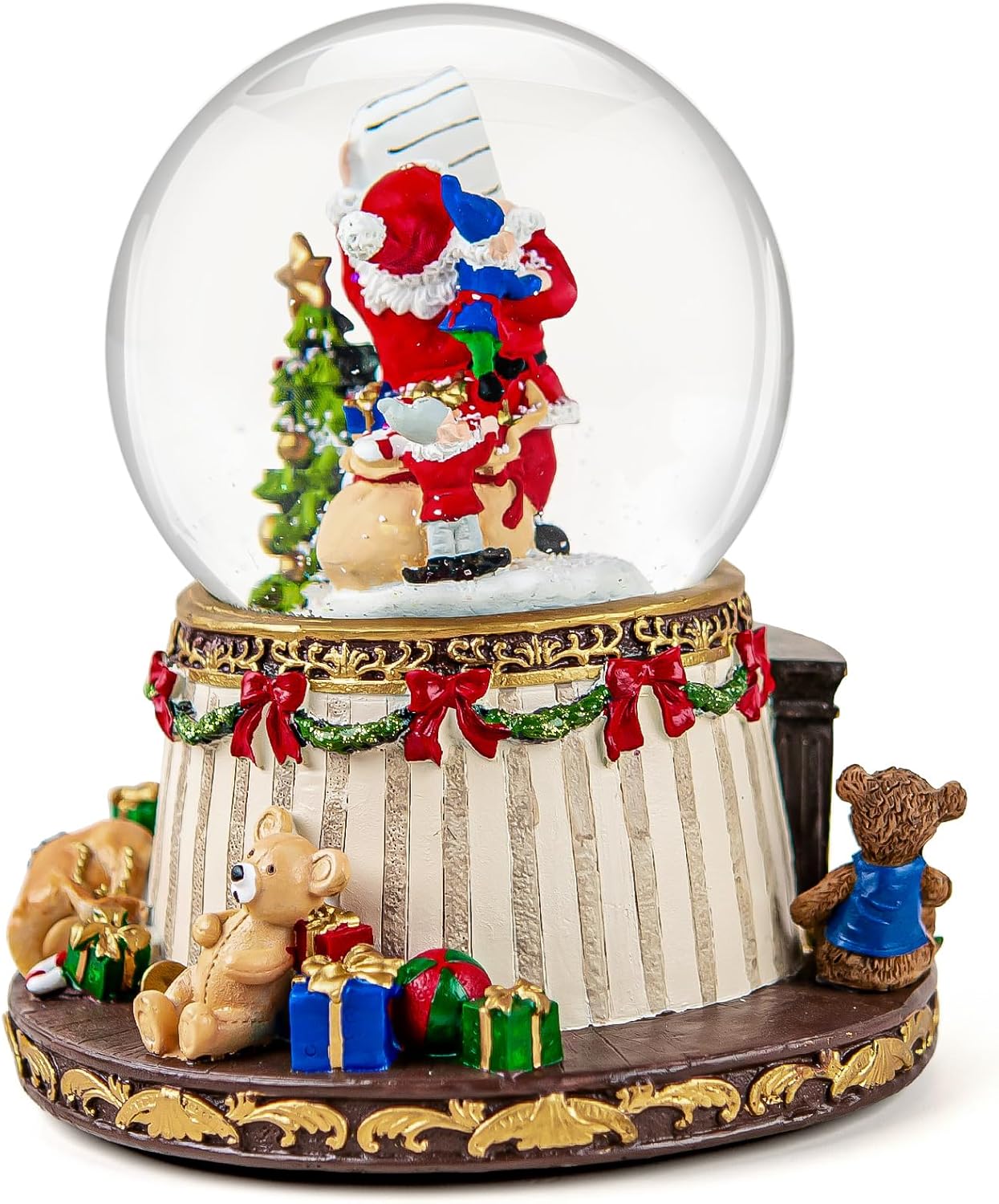 **Regine Switzerland Musical Snow Globe - Santa Claus Fireplace with Automatic Snowfall & Music | 8 Classic Christmas Tunes**