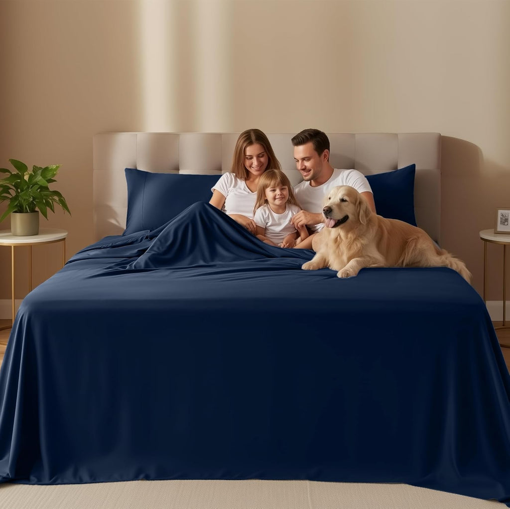 Utopia Bedding Queen Size Sheet Set - Soft & Breathable 4-Piece Microfiber Bedding | Navy Color