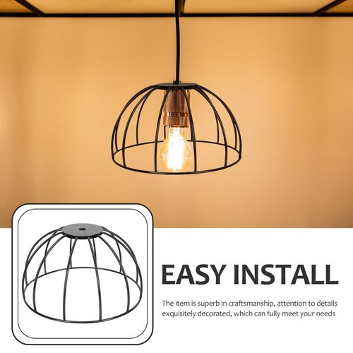 DOITOOL Black Chandelier Stand Iron Lampshade Bracket Pendant Lamp Holder E27 Compatible Ceiling Light Fixture for Home Bar Restaurant Bedroom Lighting