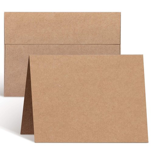 Ohuhu A7 5x7 Blank Brown Kraft Cards and Envelopes 100 Pack + A2 4.25 x 5.5 Blank White Cards and Envelopes 50 Pack