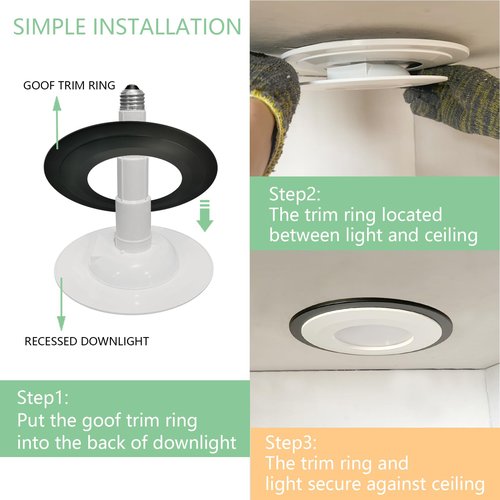 Soliseed 5/6 Inch Goof Rings for Recessed Lighting,Can Light Trim Ring Cover,Outer Diameter 8.62 inches, Inner Diameter 4.76 inches,Durable Plastic Design,Black,4 Pack