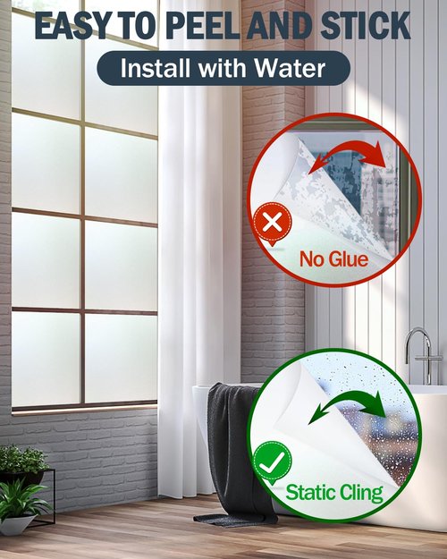 Lovepea Pure Frosted Glass Window Privacy Film 24 Hour Two Way Privacy, Removable, Static Cling, Ideal for Privacy scenarios Such as Home Office Doors and Windows (23.6 x 78.7 Inch)