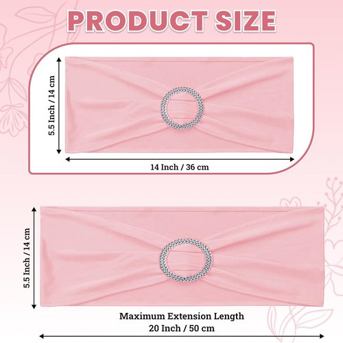 MDS Spandex Chair Sashes - Pack of 250 Elastic Stretch Bands with Buckle Slider Bow | Dusty Rose