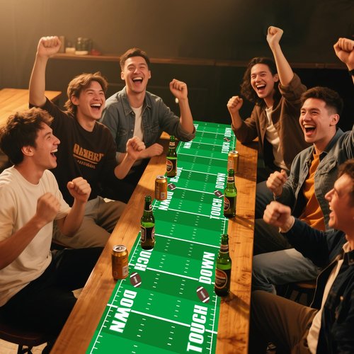 6 Pcs Plastic American Football Court Table Runners, Football Birthday Party Decoration Touch Down Tables Runner Centerpieces Decor for Game Day Boy Men Birthday Supplies, 14in x 108in