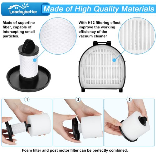 Leadaybetter Filter Replacement for Shark LZ600 LZ601 LZ602 LZ602C APEX UpLight Lift-Away DuoClean Vacuum Cleaner, 2 Post HEPA & 2 Pre Motor Filters 4 Foam Filters, Part # XHFFC600 & XFFLZ600