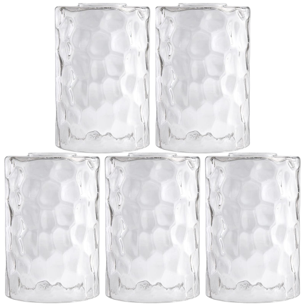 Rivqahra Glass Lamp Shade Replacement Globe & Cover for Light Fixture, 6-1/16" Height 4-1/16" Diameter, 1-5/8 inch Fitter, 5 Pack Clear Hammered Water Ripple Cylinder Glass Shade