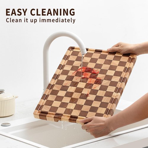 Acacia Wood Cutting Board for Kitchen – Chopping Board with Grooves & Handles, Large Wooden Cutting Board for Meat, Vegetables, Fruits, Cheese and Fruits Ideal Kitchen Gifts