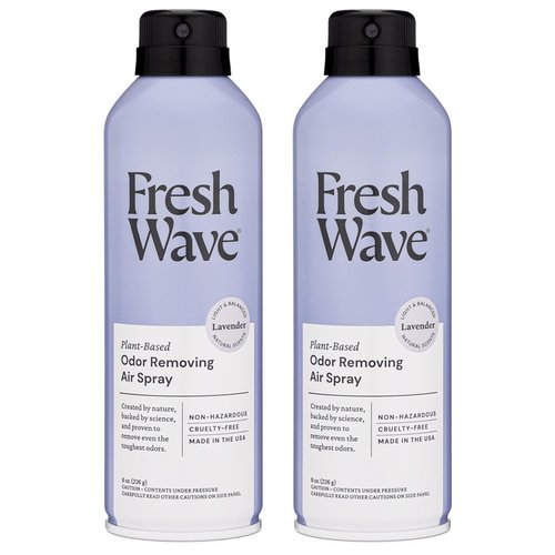 Fresh Wave Lavender Odor Eliminator Spray & Air Freshener, 8 oz. | Pack of 2 | Non-Aerosol, Fine Mist | Safer Odor Relief | Natural Plant-Based Odor Eliminator | For Furniture, Fabrics & Trash