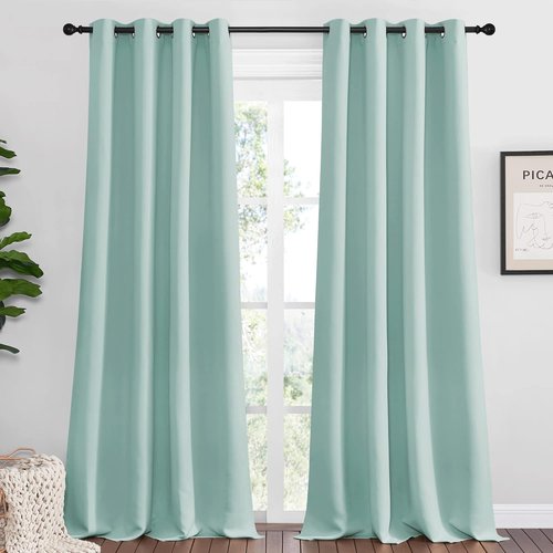 NICETOWN Aqua Blue Blackout Curtains - 108" Long, 55" Wide | Sound Reducing & Heat Blocking, 2 Panels