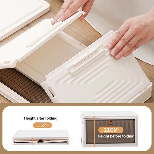 Ergocar Foldable Storage Boxes - Transparent Plastic Organizers with Lid | Stackable, Durable Design for Home & Office