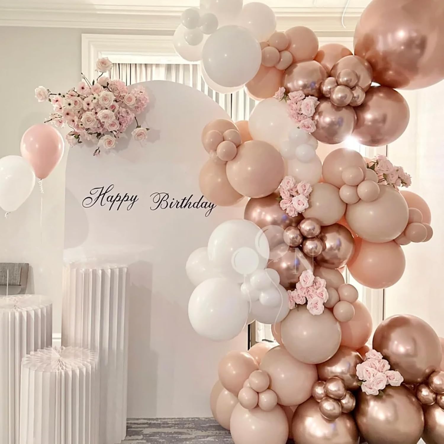 Voircoloria Rose Gold Balloon Garland Kit - 90-Pack in Various Sizes for Weddings, Graduations & Parties