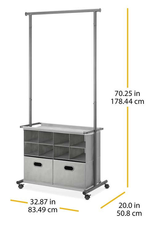Whitmor Rolling Closet Organizer with Shelves & Drawers - Grey