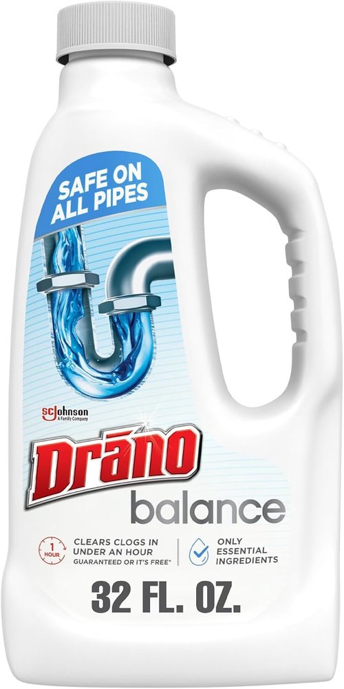 Drano Balance Drain Clog Remover - Non-Corrosive Formula Safe for All Pipes & Septic Tanks | 32 Fl Oz