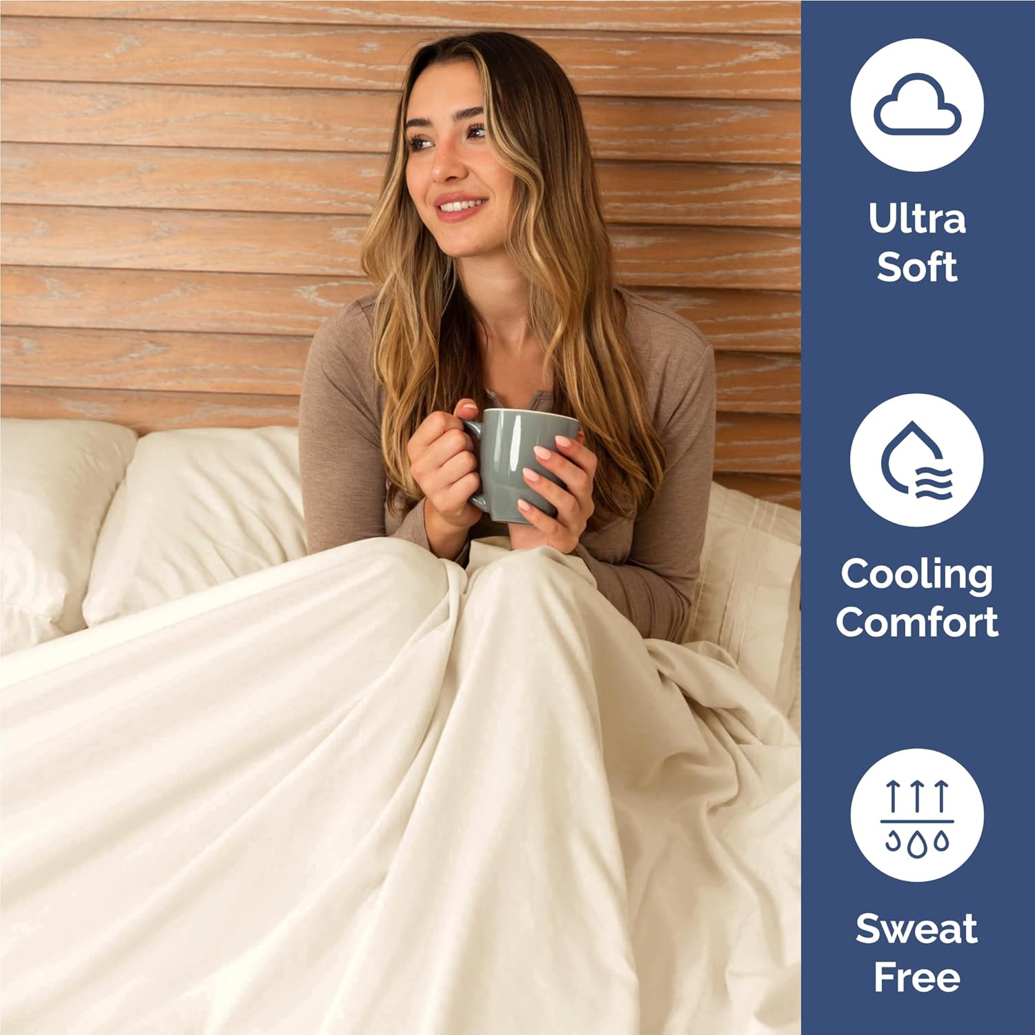 Skiennix Full Size 4-Piece Sheet Set - Ultra-Soft Cooling Bed Sheets - Deep Pockets, Wrinkle-Free, Off White