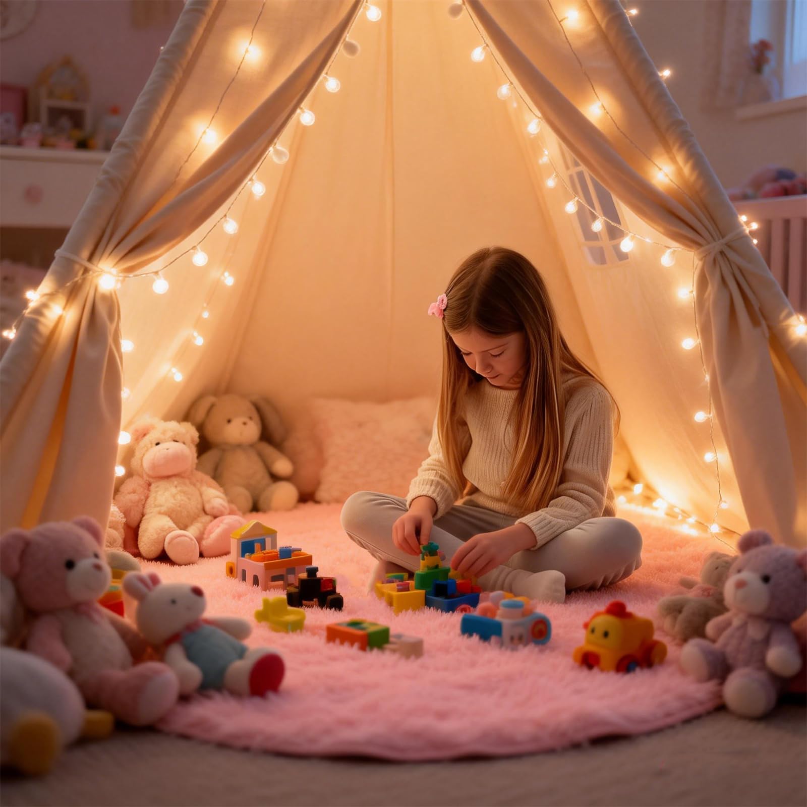 Round Fluffy Pink Rug for Bedroom, 4Ft Fuzzy Shag Circle Area Rug for Girls Kids Room Nursery, Soft Non Slip Plush Carpet for Dorm Living Room Home Decor