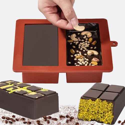 UWILLION Chocolate Mold - Deep Dubai 2 Inch Pistachio Silicone Thick Mold for Stuffed Bar, Large Candy Bar Mold for Filling
