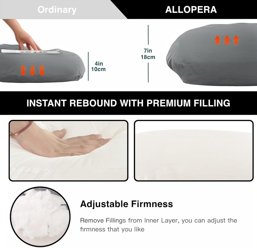 ALLOPERA Full Body Pregnancy Pillow - 57 Inch Maternity Support for Back, Neck, and Hips | Removable Washable Cover, Black Milk Fiber
