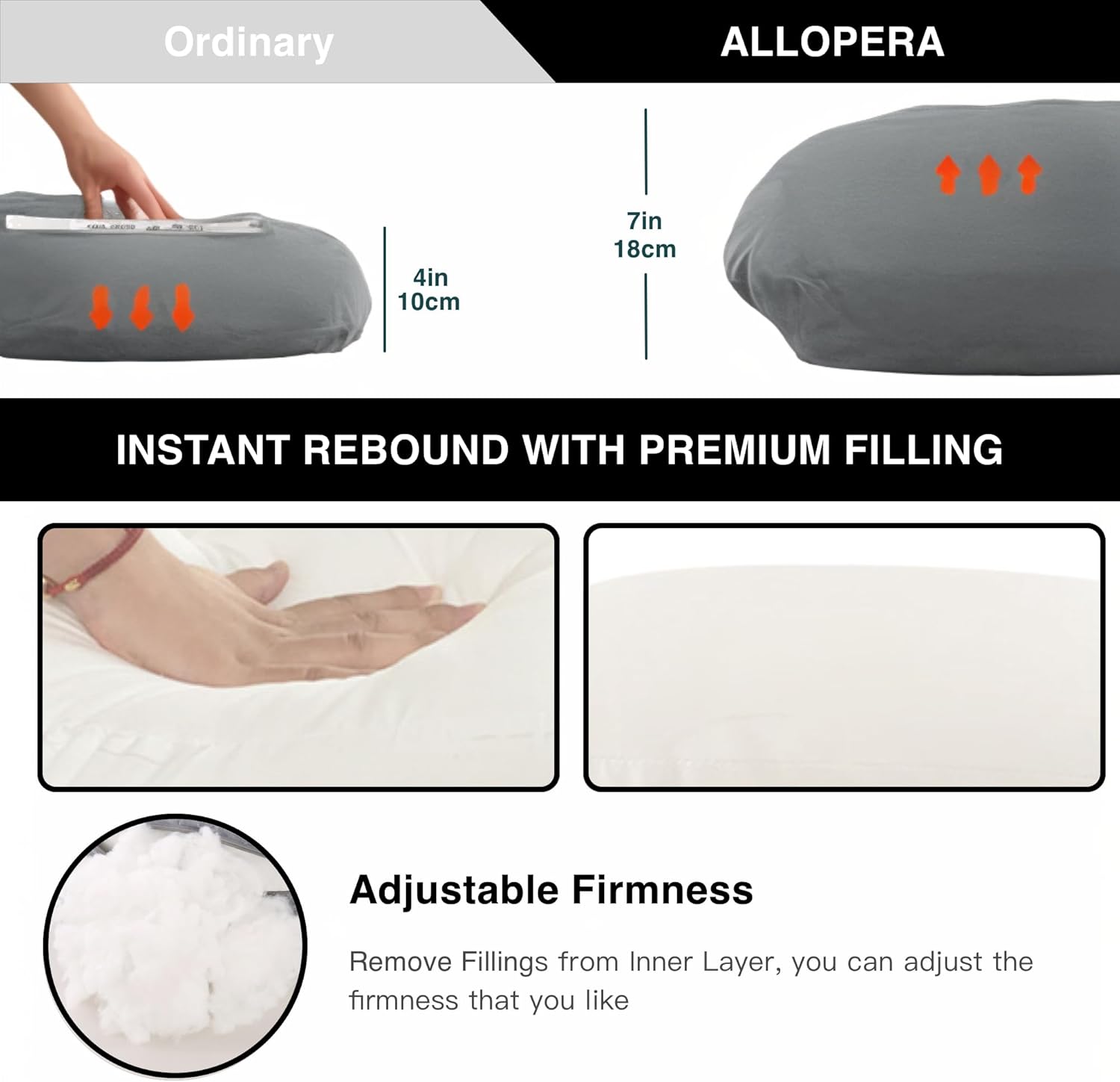 ALLOPERA Full Body Pregnancy Pillow - 57 Inch Maternity Support for Back, Neck, and Hips | Removable Washable Cover, Black Milk Fiber