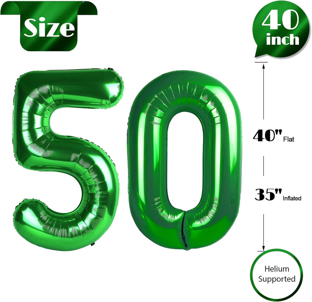 50th Birthday Decorations | Skiennix Dark Green 40-Inch Giant Foil Number 50 Balloon