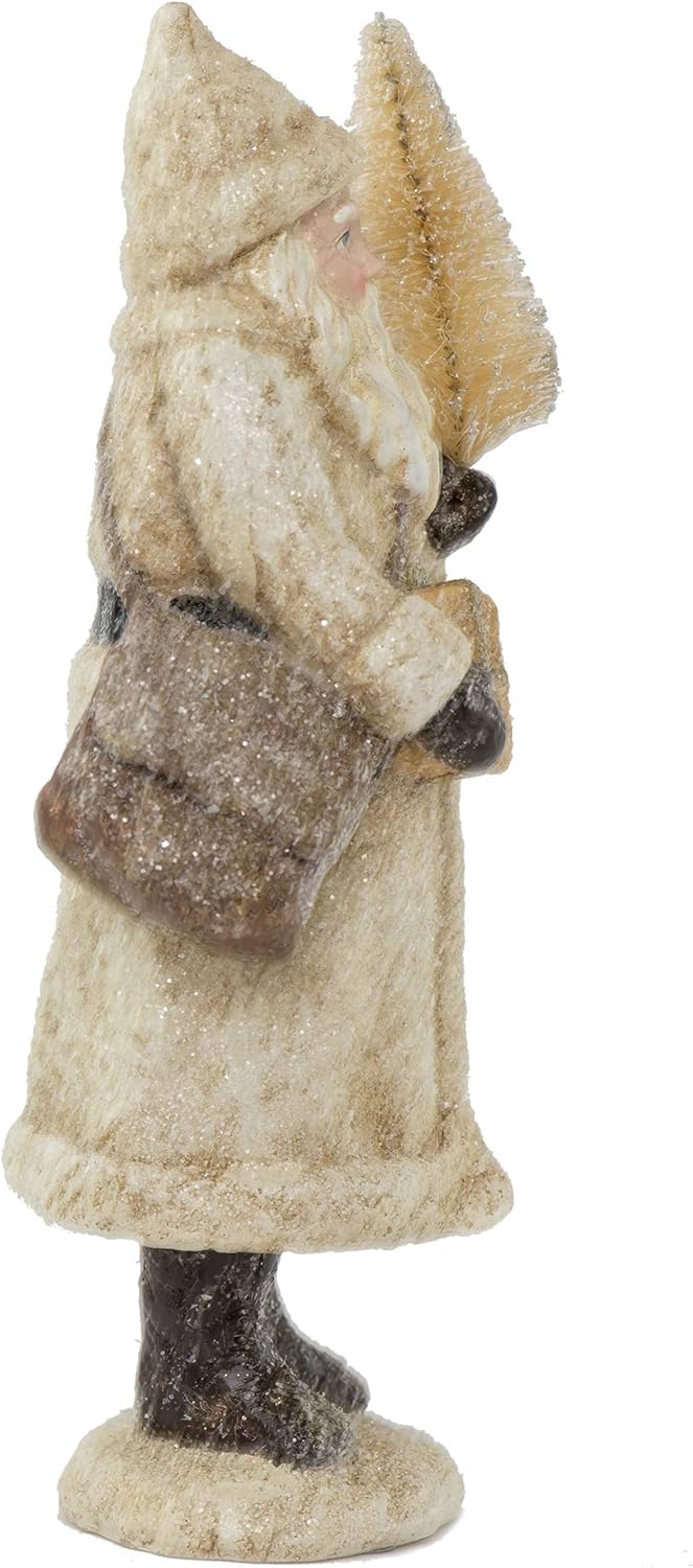 RAZ Imports Glittered Resin Santa Figure - Festive Holiday Decor | Elegant White Design