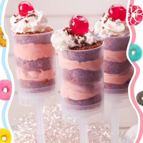 Lenwen 200 Pcs Cake Push Pop Containers with Lids, Reusable Cake Push Pops, Muti-purpose Containers, Push-up Shooter for Cupcake, Confetti, Homemade Ice Cream, Desserts