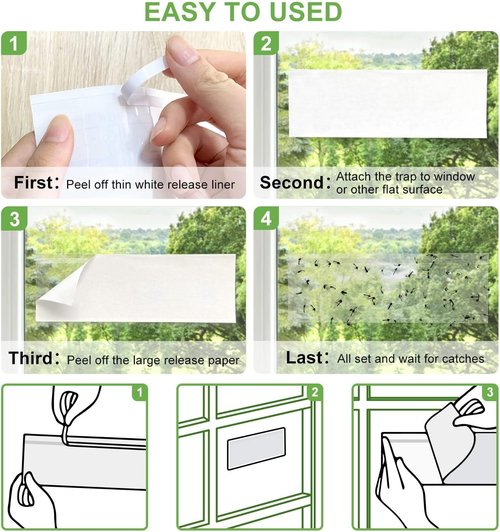 35XL Pack Window Fly Trap - Effective Indoor Fruit Fly Traps with Clear Sticky Strips