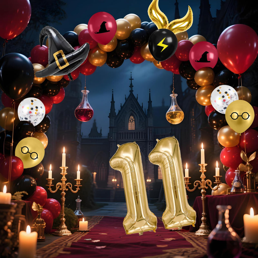 Zailo 40-inch Number Magic Wizard School Balloons, Magic Wizard Themed Party Decorations, Snitch Balloons Suitable for Magic Themed Birthdays Baby Shower Party Supplies (Number 11)