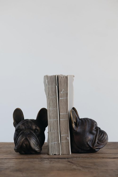 Creative Co-Op Decorative Antique Resin Dog Head Bookends, Bronze, Set of 2