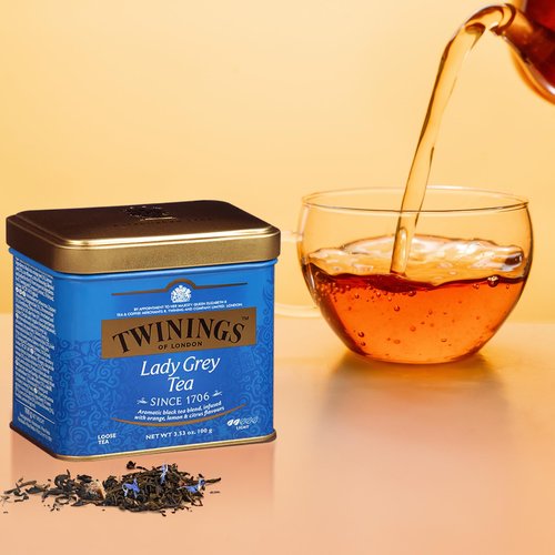 Twinings Lady Grey Loose Black Tea, 3.53 Ounce Tins (Pack of 6), Lemon & Orange Peel, Caffeinated, Enjoy Hot or Iced